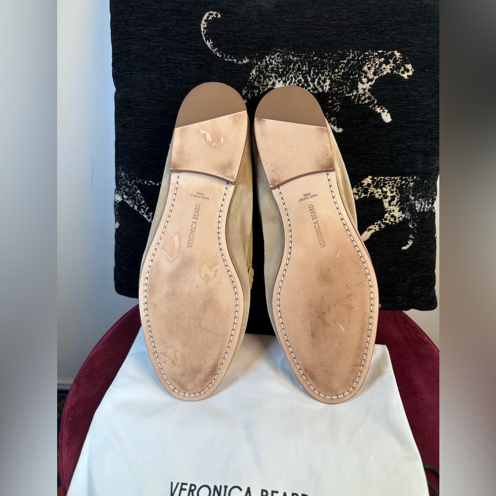 Veronica Beard Penny Loafer in Sand sude leather work classy flat like new - Picture 11 of 11